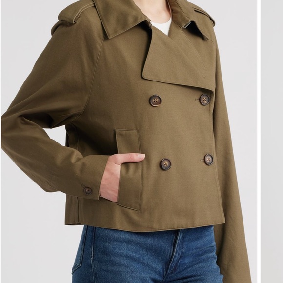 Rag & Bone Army Color Betty Crop Trench Coat - Picture 3 of 5